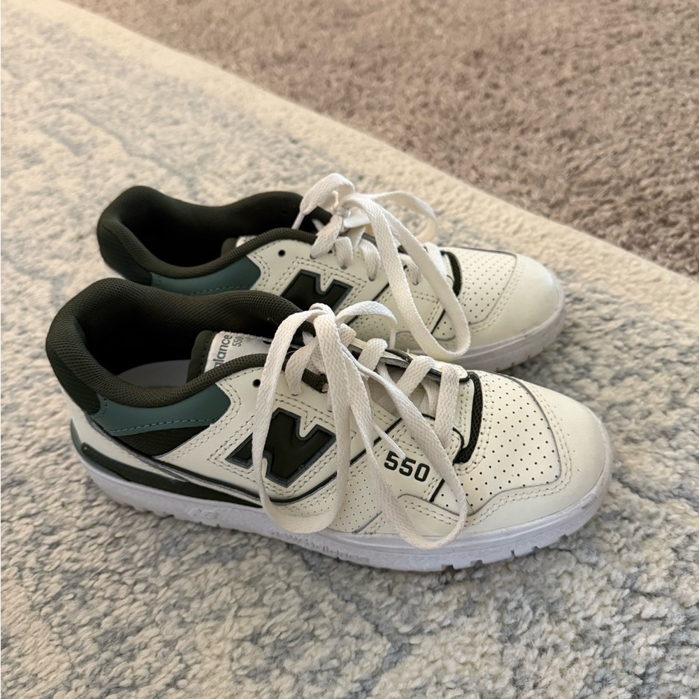 New Balance White and Green Sneakers with Cushioned Design